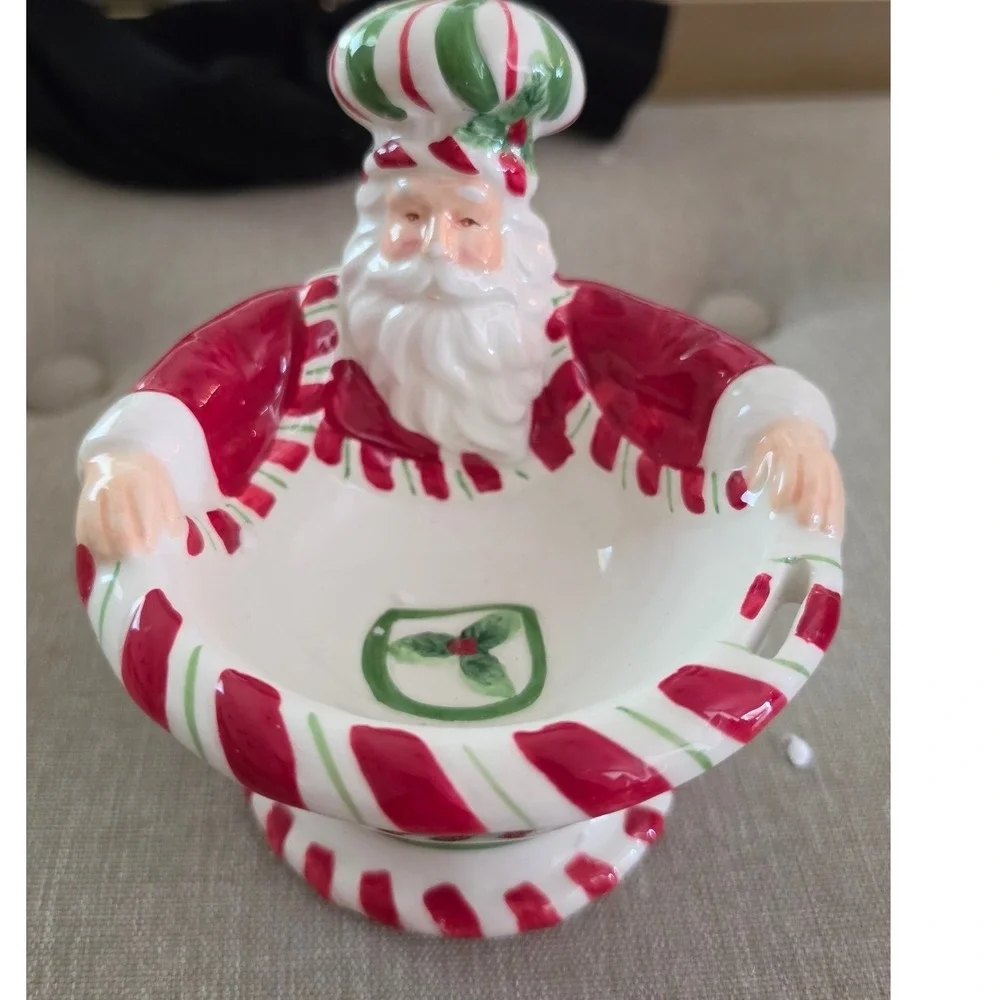 Spode Christmas Tree Peppermint Santa Bowl Ceramic Holiday Dip Dish